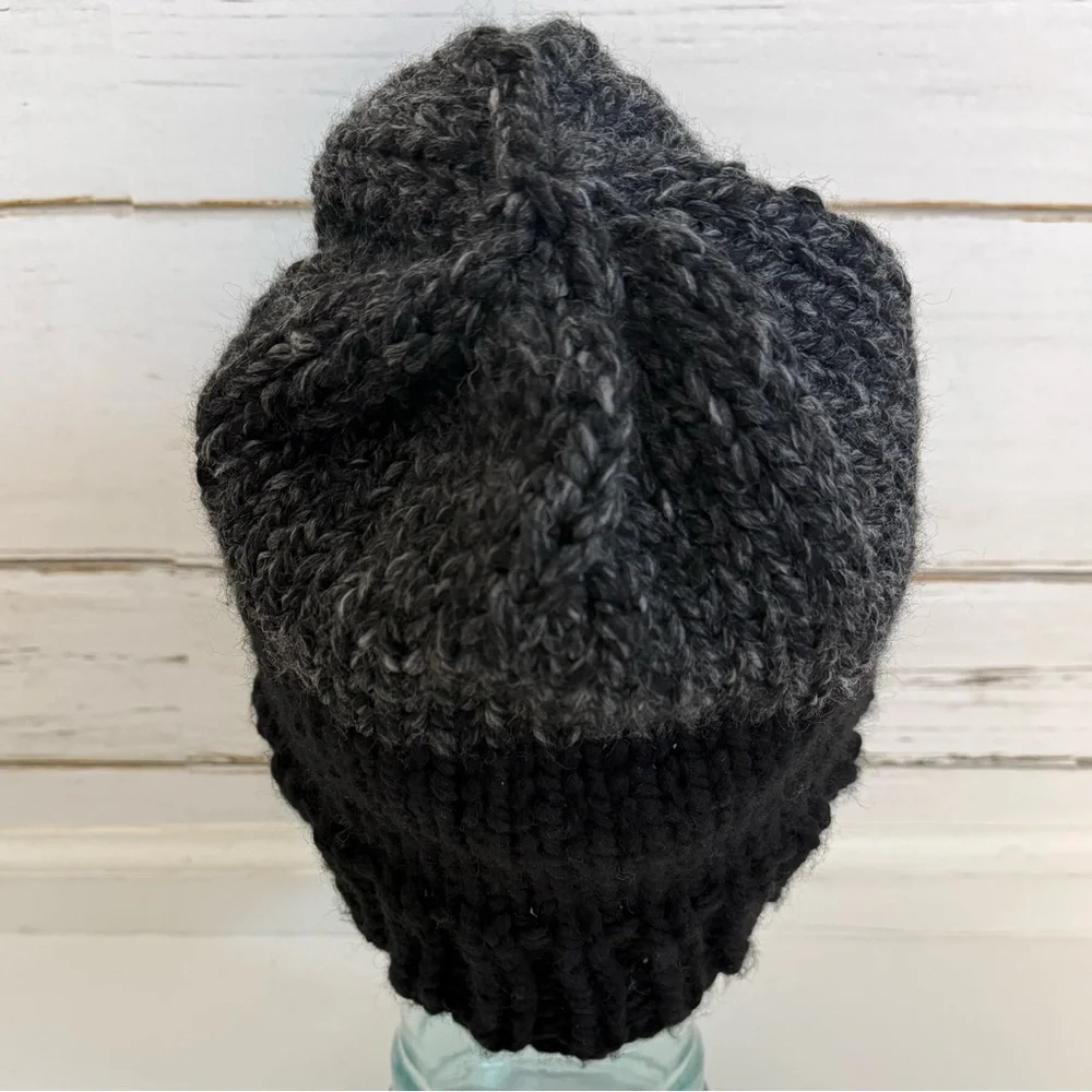 Handmade Knit Beanie – Charcoal & Black